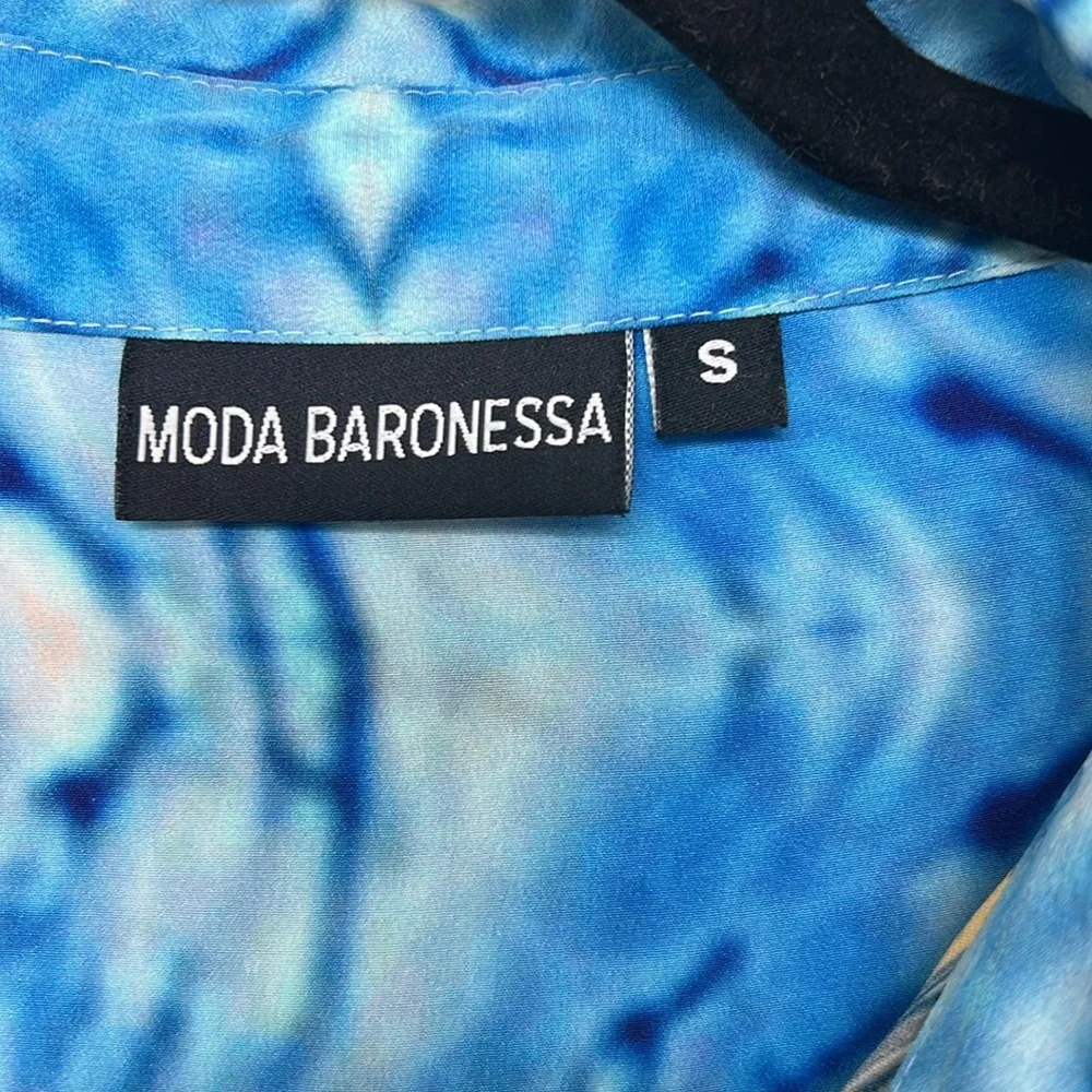 Small blue 100% silk dress by Moda Baronessa - Picture 7 of 9